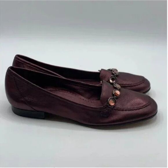 Antonio Melani Women's Maroon Iridescent Loafers Flat w/Rhinestone Detail Size 7 - Picture 2 of 11